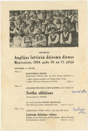 IV Anglijas latviešu dziesmu dienas Mančesterā, 1954.gada 10. un 11.jūlijā : programma