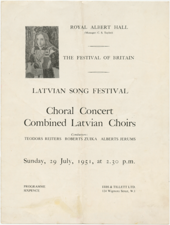 III Anglijas latviešu dziesmu dienas : Latvian Song festival, Choral Concert, Combined Latvian Choirs, Sunday, 29 July, 1951, at 2.30 p.m. : programma