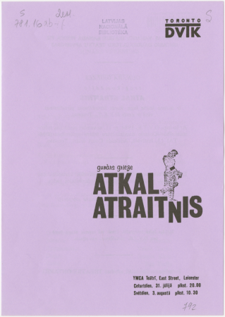 Atkal atraitnis : YMCA Teātrī, East Street, Leicester, ceturtdien, 31 jūlijā plkst. 20.00, svētdien, 3. augustā plkst. 10.30 : [izrādes programma]