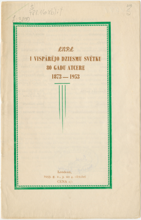 LNPL I Vispārējo dziesmu svētku 80 gadu atcere 1873-1953 : Londonā, 1953. g. 2., 3. un 4. oktobrī : [programma]
