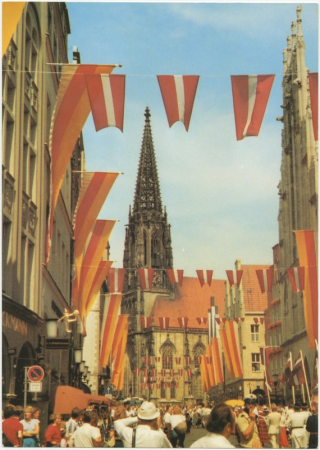 II Pasaules brīvo latviešu dziesmu dienas Minsterē. Minsteres karogotās ielas