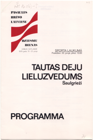 Tautas deju lieluzvedums Saulgrieži, Sporta laukumā piektdien, 22.jūnijā, plkst. 10.00 : programma