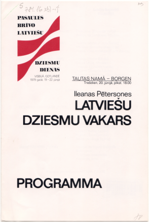 Ileanas Pētersones latviešu dziesmu vakars : Tautas namā - Borgen, Trešdien, 20.jūnijā, plkst.18.00 : programma