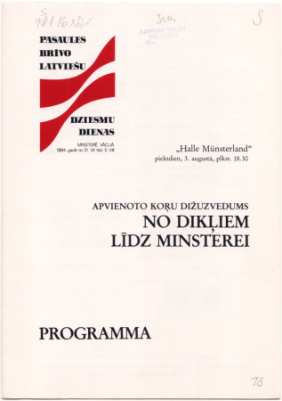 Apvienoto koŗu dižuzvedums No Dikļiem līdz Minsterei : "Halle Münsterland" piektdien, 3. augustā, plkst.18.30 : programma