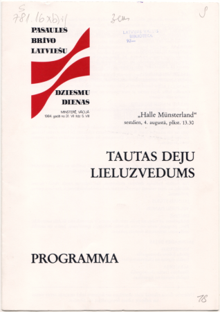 Tautas deju lieluzvedums : "Halle Münsterland" sestdien, 4. augustā, plkst.13.30 : programma