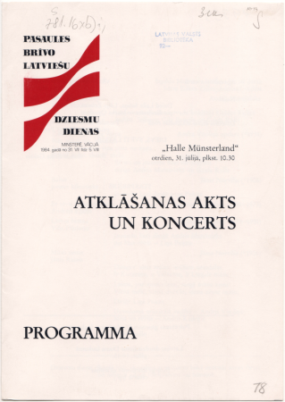 Atklāšanas akts un koncerts : "Halle Münsterland" otrdien, 31. jūlijā, plkst. 10.30 : programma
