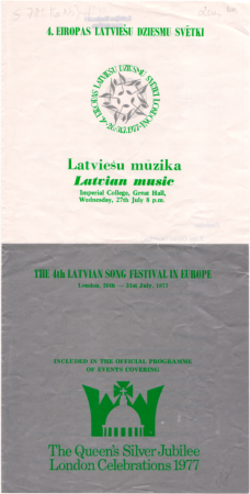 Latviešu mūzika = Latvian music : Imperial College, Great Hall, Wednesday, 27th July 8 p.m. : [programma]