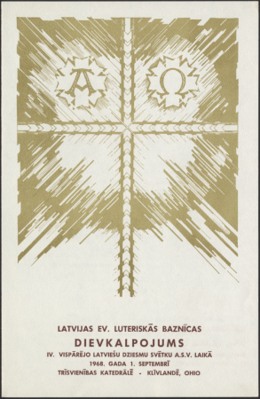 4. Vispārējie latviešu Dziesmu svētki Amerikā, Klīvlendā, 1968. gads : [dievkalpojuma kārtības programma]
