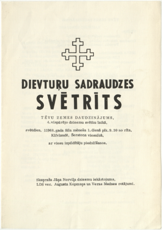4. Vispārējie latviešu Dziesmu svētki Amerikā, Klīvlendā, 1968. gadā -  dievturu sadraudzes svētrīts : [programma]