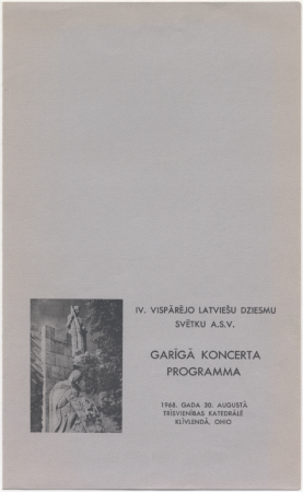 4. Vispārējie latviešu Dziesmu svētki Amerikā, Klīvlendā, 1968. gadā - garīgais koncerts : [programma]