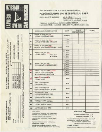3. ASV Rietumkrasta latviešu dziesmu svētku Sanfrancisko 1967. gadā veidlapa : [veidlapa]