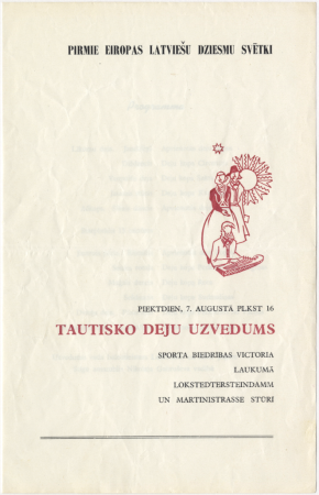 Pirmie Eiropas latviešu dziesmu svētki 1964. gadā Hamburgā : Tautisko deju uzveduma programma : [programma]