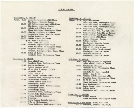 6. Rietumu krasta Latviešu dziesmu svētku norise, Sietlā 1975. gadā : [programma]