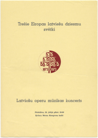 Trešie Eiropas latviešu dziesmu svētki Vācijā, Ķelnē, 1973. gadā : Latviešu operas mūzikas koncerts : [programma]