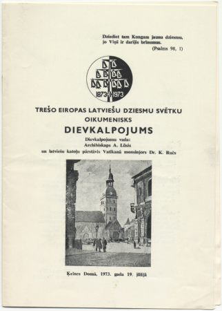 Trešo Eiropas latviešu dziesmu svētku oikumenisks dievkalpojums Ķelnē, 1973. gadā : [programma]
