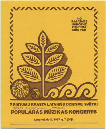 7. Rietumu krasta latviešu dziesmu svētki 1977. gadā Losandželosā : Populārās mūzikas koncerts : [programma]