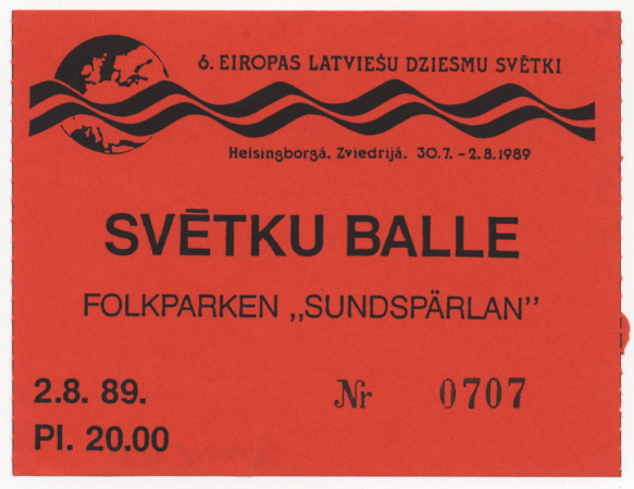 6. Eiropas latviešu Dziesmu svētki Helsingborgā, Zviedrijā,  1989. gadā : Svētku balle