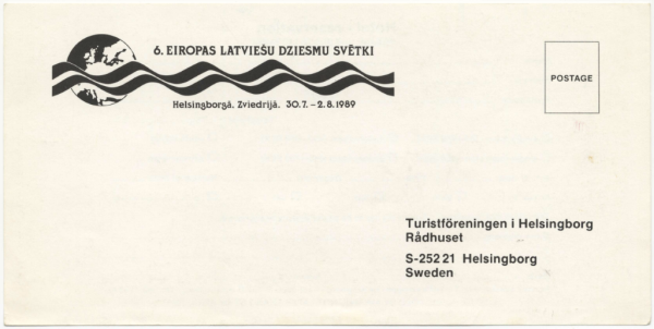 6. Eiropas latviešu Dziesmu svētki Helsingborgā, Zviedrijā, 1989. gadā : Viesnīcas rezervācijas lapa