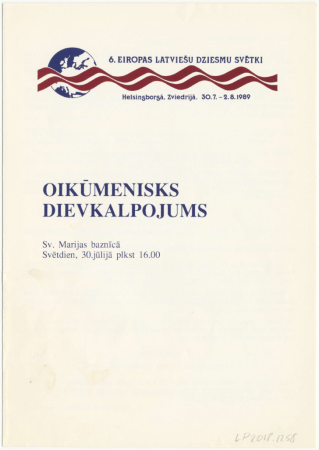 6. Eiropas latviešu Dziesmu svētki Helsingborgā, Zviedrijā, 1989. gadā : Oikūmenisks dievkalpojums