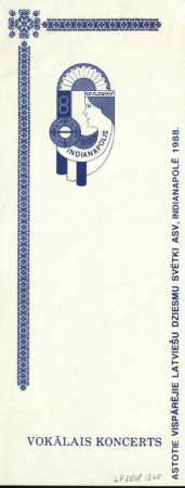 8. Vispārējie latviešu Dziesmu svētki Amerikā, Indianapolē, 1988. gadā : Vokālais koncerts