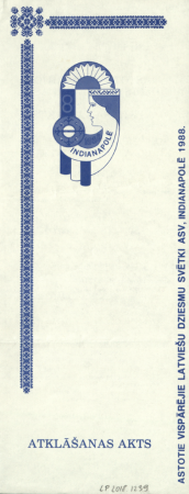 8. Vispārējie latviešu Dziesmu svētki Amerikā, Indianapolē, 1988. gadā : Atklāšanas akts