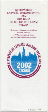 11. Vispārējie Latviešu dziesmu svētki ASV 2002. gadā, Čikāgā : Buklets