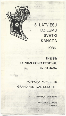 8. Latviešu dziesmu svētki Kanādā, 1986. gadā : Kopkora koncerts