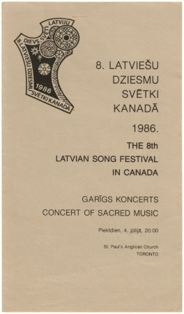 8. Latviešu dziesmu svētki Kanādā, 1986. gadā : Garīgs koncerts