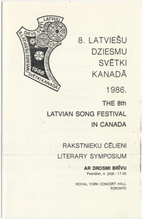 8. Latviešu dziesmu svētki Kanādā, 1986. gadā : Rakstnieku cēlieni