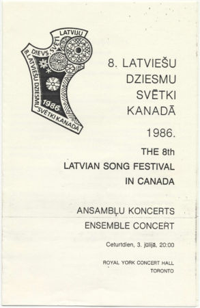 8. Latviešu dziesmu svētki Kanādā, 1986. gadā : Ansambļu koncerts