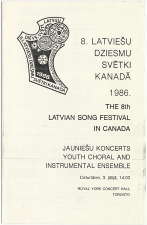 8. Latviešu dziesmu svētki Kanādā, 1986. gadā : Jauniešu koncerts