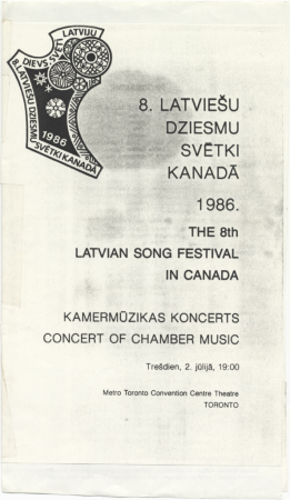 8. Latviešu dziesmu svētki Kanādā, 1986. gadā : Kamermūzikas koncerts