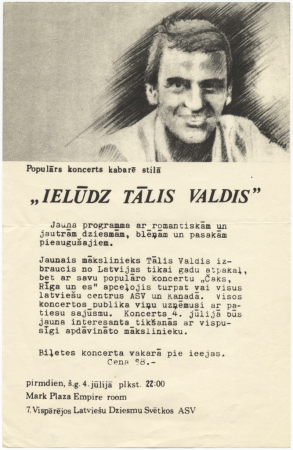 7. Vispārējie latviešu Dziesmu svētki Amerikā, Milvoki, 1983. gadā : "Ielūdz Tālis Valdis"