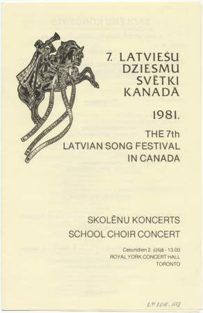 7. Latviešu dziesmu svētki Kanādā, Toronto,  1981. gadā : Skolēnu koncerts