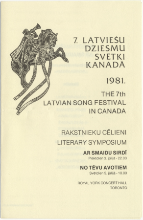 7. Latviešu dziesmu svētki Kanādā, Toronto,  1981. gadā : Rakstnieku cēlieni