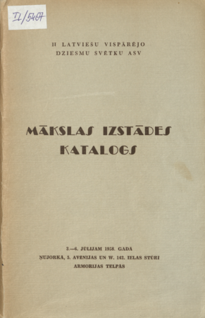 II Latviešu vispārējo dziesmu svētku ASV mākslas izstādes katalogs. Ņujorkā, 3.-6. jūlijam 1958. gadā