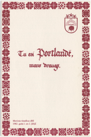 Tu esi Portlandē, mans draugs : [programma]