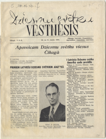 Dziesmu svētku vēstnesis / Čikāgas Latviešu Organizāciju Apvienība