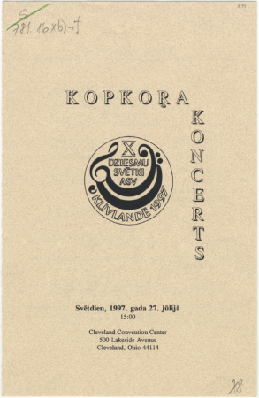 Kopkoŗa koncerts : X dziesmu svētki ASV, svētdien, 1997.gada 27.jūlijā 15:00