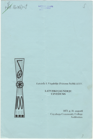 Latvisko jaundeju uzvedums : 1973. g. 31.augustā Cuyahoga Community College Auditorium