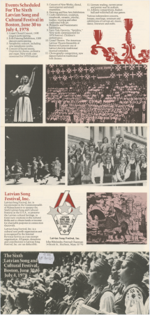 The Sixth Latvian Song and Cultural festival. Boston, June 30 to July 4,1978