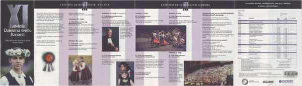 XI latviešu dziesmu svētki Kanādā : 2000. gadā no 30. jūnija līdz 3. jūlijam Toronto, Ontario : [programma]