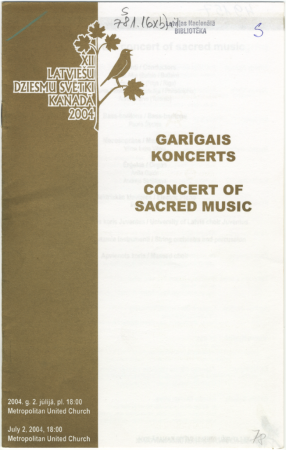 Garīgais koncerts = Concert of Sacred Music : [programma]