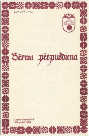 Devītie Rietumu krasta latviešu dziesmu svētki : Bērnu pēcpusdiena : programma