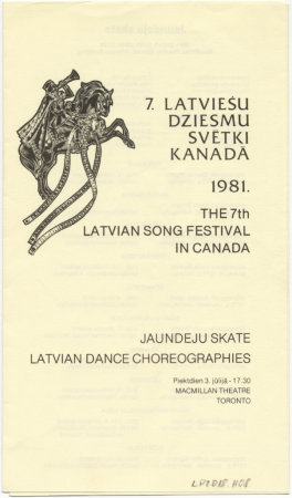 7. Latviešu dziesmu svētki Kanādā, Toronto,  1981. gadā : Jaundeju skate : programma