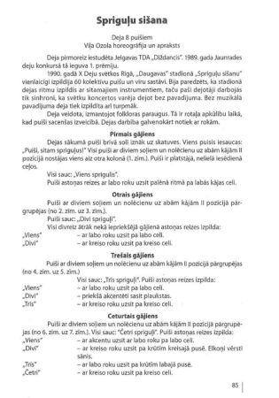 Spriguļu sišana : dejas apraksts