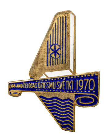 4. Rietumkrasta latviešu Dziesmu svētku piespraude (1970, Losandželosa)