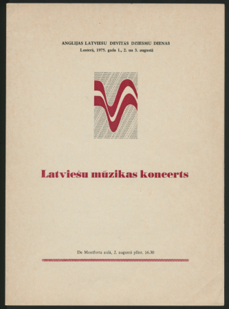 Anglijas latviešu 9. Dziesmu dienas Lesterā, 1975. gada 1., 2. un 3. augustā : Latviešu mūzikas koncerts De Monfonta aulā 2. augustā