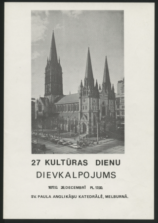 Austrālijas latviešu 27. Kultūras dienas Melburnā 1977. g. [26. - 31. decembrī] : Dievkalpojums Sv. Paula Anglikāņu katedrālē, 28. decembrī