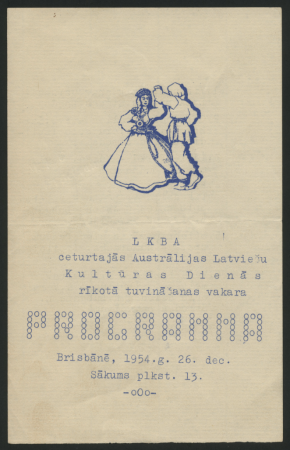 LKBA ceturtajās Austrālijas latviešu Kultūras dienās rīkotā tuvināšanas vakara programma, 26. dec.